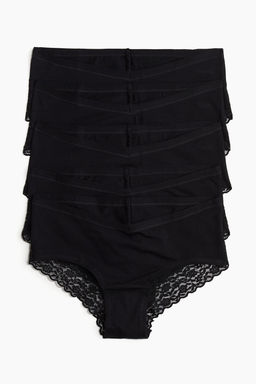 MAMA Pack de 5 bragas Hipster de algodon y encaje