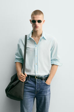 CAMISA DENIM LIGERO ALGOD?N / Azul claro - Zara фото 2