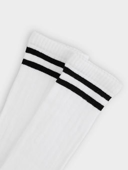 Цена за 5 пар! Гольфы для девочек белые с черными полосками