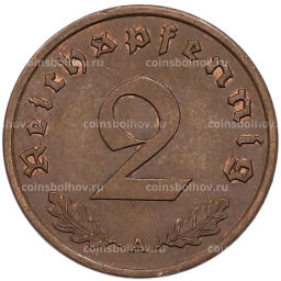 Монета 2 рейхспфеннига 1939 года A Германия