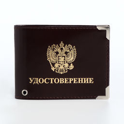 Обложка на удостоверение с окошком, коричневая
