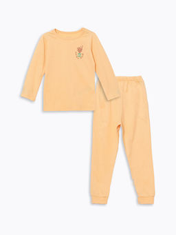 Bisiklet Yaka Uzun Kollu Bask?l? Erkek Bebek Pijama Tak?m?