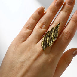 Цена за 2 шт. Кольцо «Листья» трио, цвет чернёное золото, 17 размер