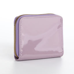 Кошелёк женский на молнии с ремешком, лакированный, сиреневый