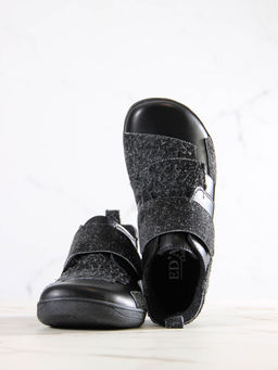 Босоногие ботинки 206.NATAbl.Черная кожа+черный джангл/Мех