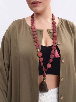 Бусы Сафари из лавы JBU001RED