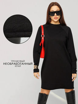 Женское платье с рукавом реглан из футера 2-х нитки Lingeamo черный ВП-11 (35)  фото 11