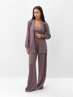 Костюм женский (рубашка, брюки, топ) KAFTAN Base, размер 44, кофейный