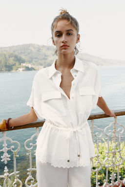 RAMIE SHIRT WITH LACE TRIM - Zara фото 7