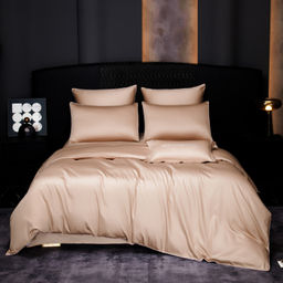 Комплект постельного белья Однотонный Сатин Премиум на резинке OCPR010 180*200*30;160*200*30;140*200*30 Дуэт Семейный 4 Наволочки