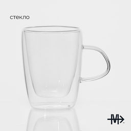 Кружка с двойными стенками Magistro «Дуо», 280 мл, стекло, прозрачная