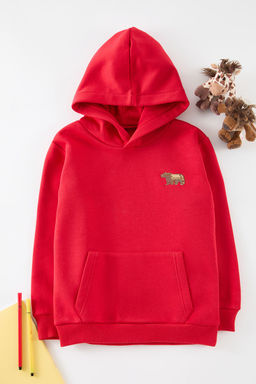K?rm?z? Unisex Bask?l? Orme Mini Me Sweatshirt TKDAW25SW00081