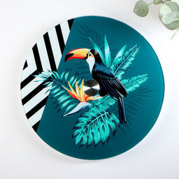 Подставка для торта Доляна Тропики, d=32 см, вращающаяся, стекло, зелёная фото 9