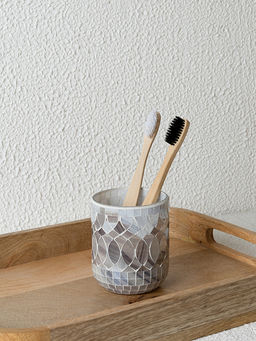 Стакан для зубных щёток 250мл мрамор-серый стекло - Denastia фото 2