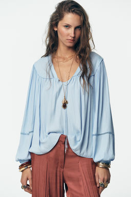 LADDER STITCH FLOWING BLOUSE - Zara фото 2