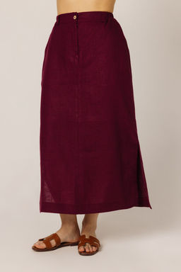 Юбка льняная 10-123 слива