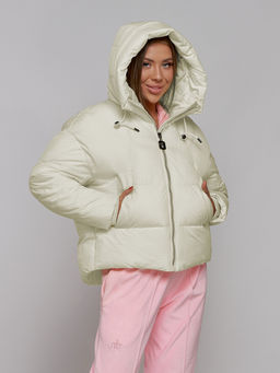 Зимняя женская куртка модная с капюшоном бежевого цвета 512305B - Mtforce фото 2