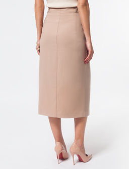 Юбка с асимметричной застежкой и карманами из эластичной поливискозы - Vilatte фото 3