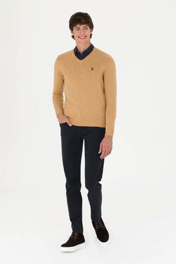 Свитер мужской U. S. Polo Assn Basic песочный меланж из хлопка - U.s. polo assn фото 4