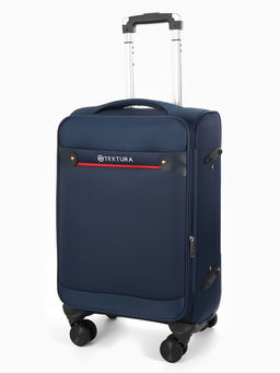 Чемодан 20",Текст,36*25*58,отд на молнии,1 нар/карм, увелич,код замок,4 колеса, синий