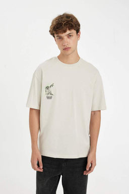 Футболка свободного кроя с круглым вырезом и короткими рукавами Looney Tunes - Defacto фото 4