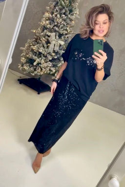 Футболка с вышивкой из паейток 5814 - Soda фото 4