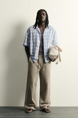 PANTAL?N RELAXED FIT JACQUARD LAVADO / Khaki
