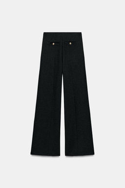 BOUCL_ METALLIC THREAD TROUSERS - Zara фото 7