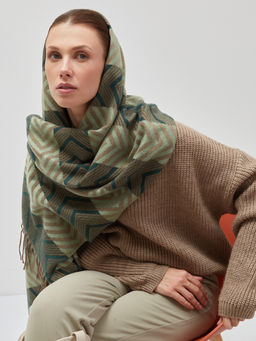 В составе шерсть и кашемир! теплый двусторонний палантин