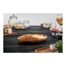 Блюдо сервировочное овальное с 2-мя отделениями Walmer Organic 26х18 см, цвет темное дерево  фото 4