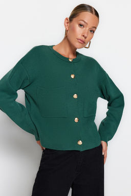 Yesil Dugme Detayl? Ceket Gorunumlu Triko H?rka TWOAW24HI00023