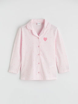 G?mlek Yaka Desenli K?z ?ocuk Pijama Tak?m