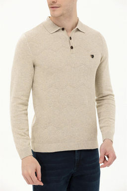 Мужской трикотажный свитер с воротником поло и каменным меланжом Неожиданная скидка в корзине - U.s. polo assn фото 6