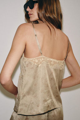 TOP LENCERO BORDADOS ZW COLLECTION / Gris / Beige