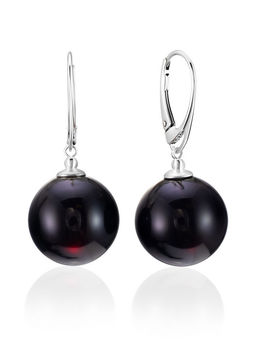 Яркие серьги из натурального янтаря вишнёвого цвета Юпитер