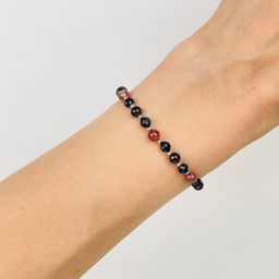 Браслет "Стихия Огонь" из Граната, Шпинели и Клубничного кварца 16,5 см +
