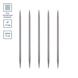 Спицы GAMMA 5-ти компл. чулочные MK5-10 сталь d 3.0 мм 10 см 5 шт под никель фото 5