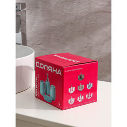 Набор аксессуаров для ванной комнаты Доляна Геометрия, 4 предмета, дозатор, мыльница, два стакана, белый  фото 6