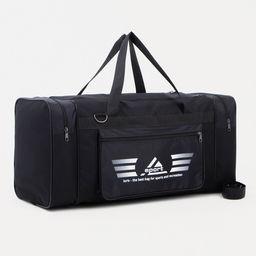 Сумка дорожная Sport, на молнии, 3 наружных кармана, длинный ремень, чёрная