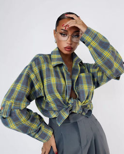 K11919 Рубашка OVER SIZE ЗЕЛЕНЫЙ - Brend фото 2