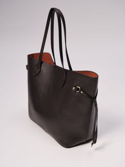 Сумка кожаная шоппер Deboro 30890 темно-коричневая