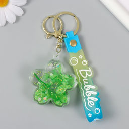 Брелок для ключей с карабином, ремешком «Цветочек с ракушками», пластик, водный с декором, 1.8×5.3×5.6 см
