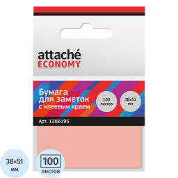 Стикеры Attache Economy с клеев.краем 38x51 мм,100 лист неоновый розовый  фото 2