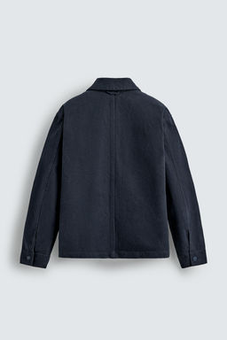 SOBRECAMISA RELAXED FIT CANVAS LAVADO / Marino oscuro - Zara фото 9