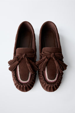 LEATHER TASSEL LOAFERS - Zara фото 4