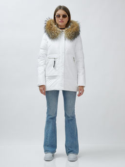 Куртка ПРЕМИУМ КЛАССА зимняя с мехом ЕНОТА, белого цвета - Mtforce фото 2