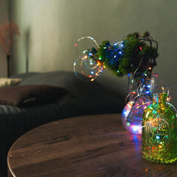 ULD-S1000-100/DTA/RC RGB IP44 Гирлянда светодиодная, 10м. 100 светодиодов. RGB свет. Пульт ДУ (в/к). Провод прозрачный. ТМ Uniel