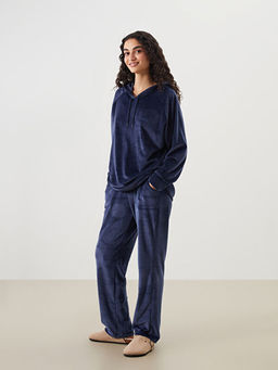 Beli Lastikli Kadife Kad?n Pijama Alt?