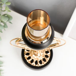 Подсвечник на 1 свечу Сердце, металл, чёрный с золотом, 23?14.5?9.8 см