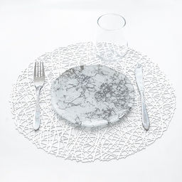 Набор салфеток сервировочных на стол Доляна Паутинка, d=38 см, 4 шт, цвет серебряный  фото 7